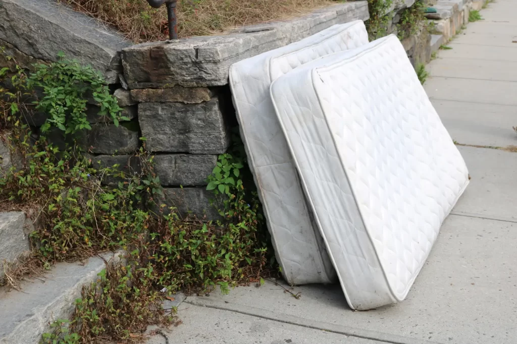 mattress for recycling left on curbside